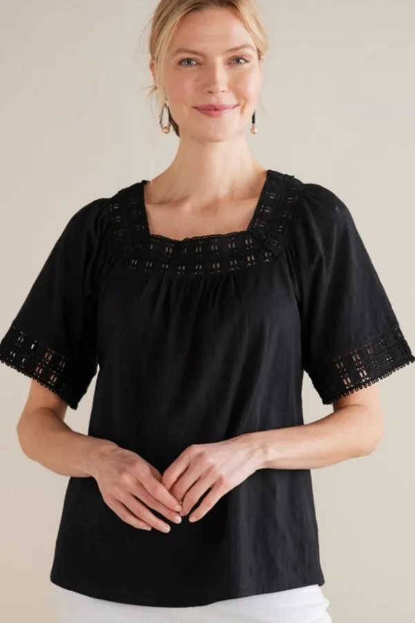 Brianna Crochet Knit Tee<Soft Surroundings New