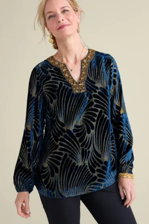 Adrienne Embroidered Velvet Tunic<Soft Surroundings Hot