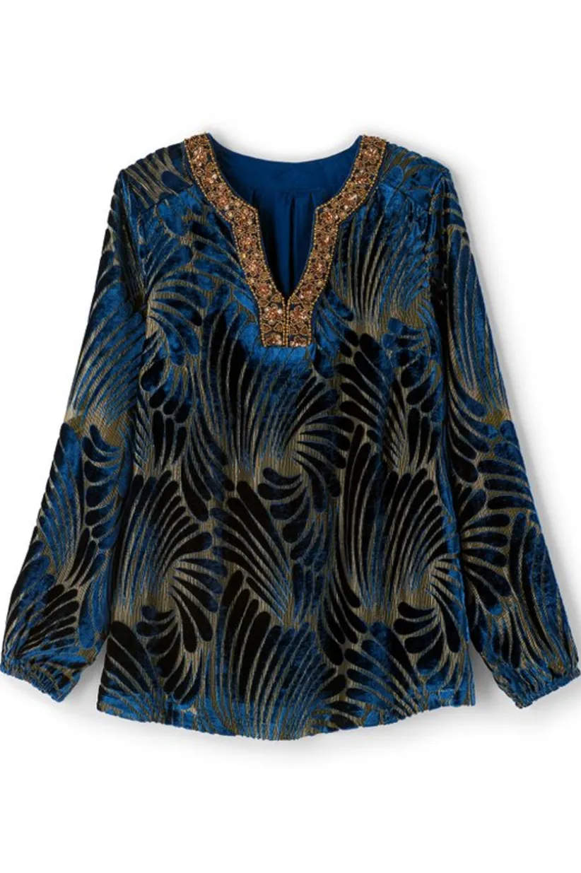 Adrienne Embroidered Velvet Tunic<Soft Surroundings Hot