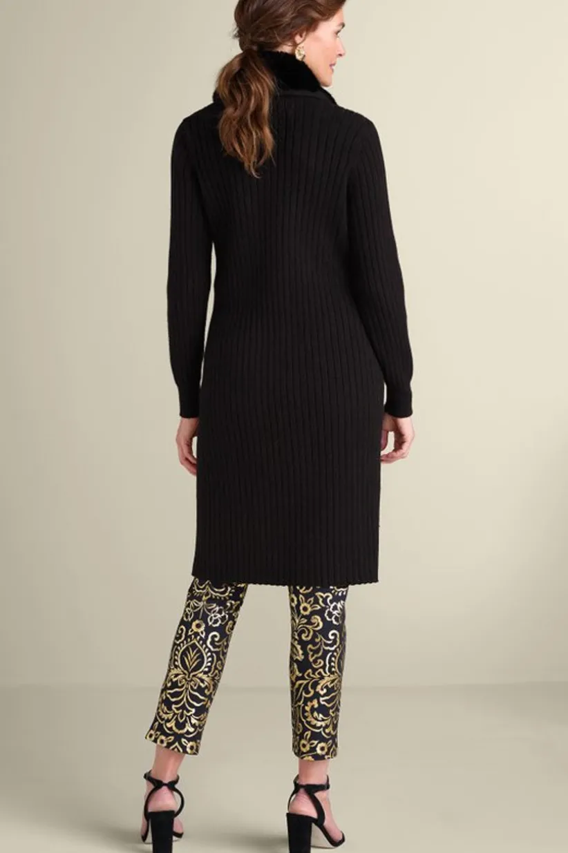 Amalie Faux Fur Collar Ribbed Cardigan<Soft Surroundings New