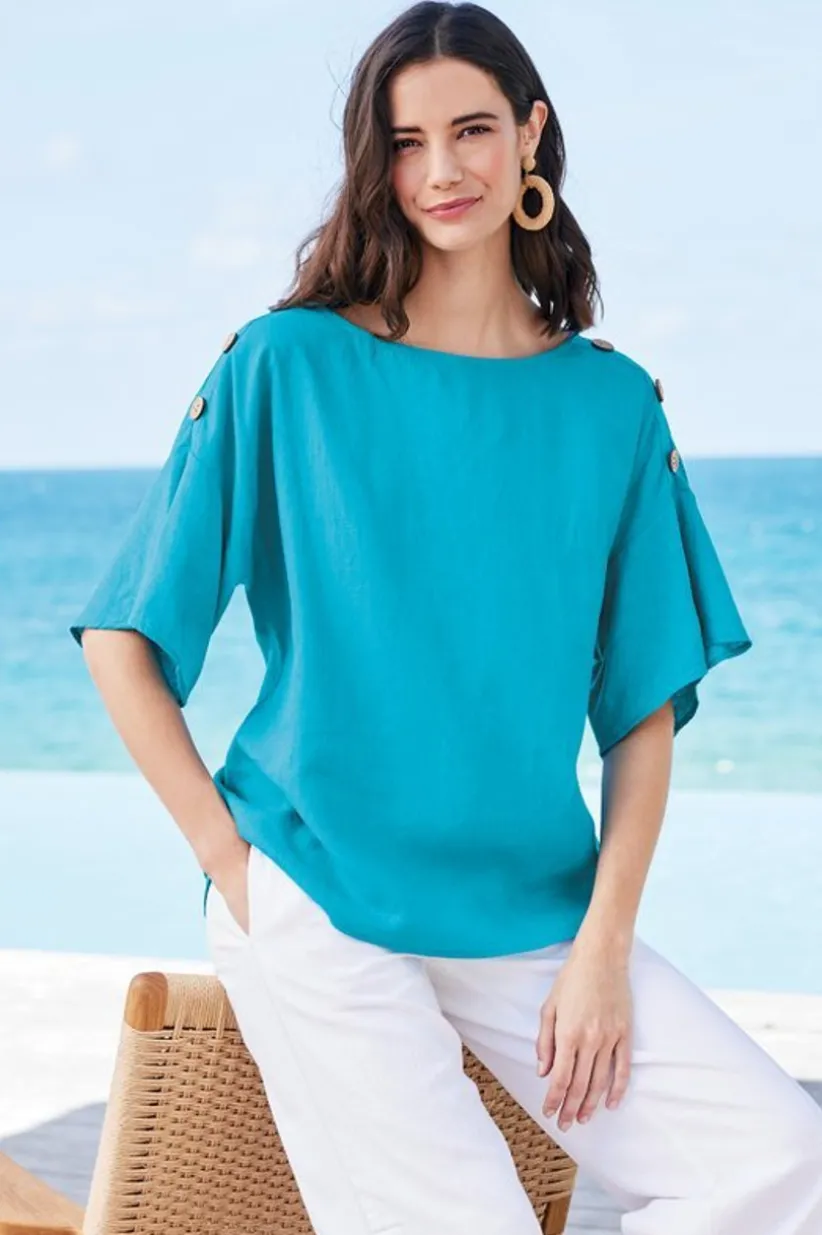 Andrea Linen Blend Pullover<Soft Surroundings Hot