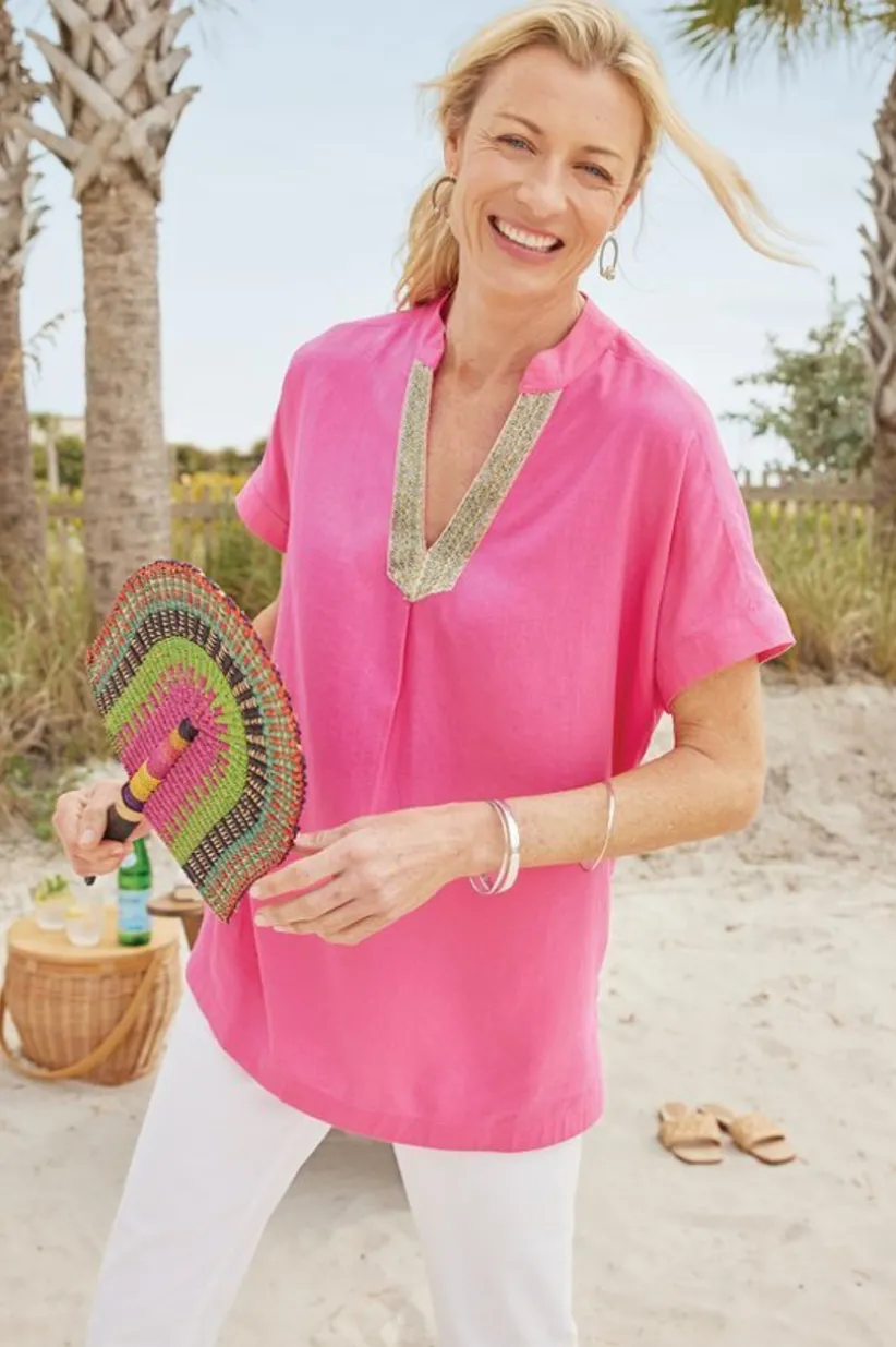 Annalise Linen Blend Tunic<Soft Surroundings Outlet