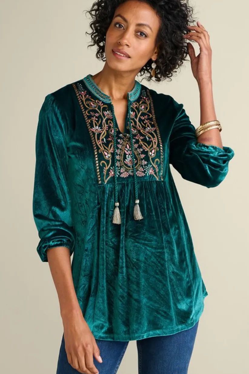 Ashanti Embellished Velvet Tunic<Soft Surroundings Discount