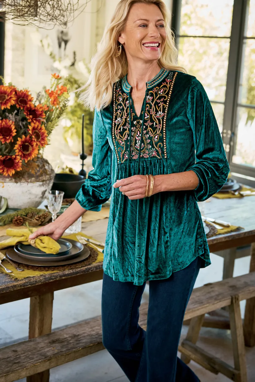 Ashanti Embellished Velvet Tunic<Soft Surroundings Discount