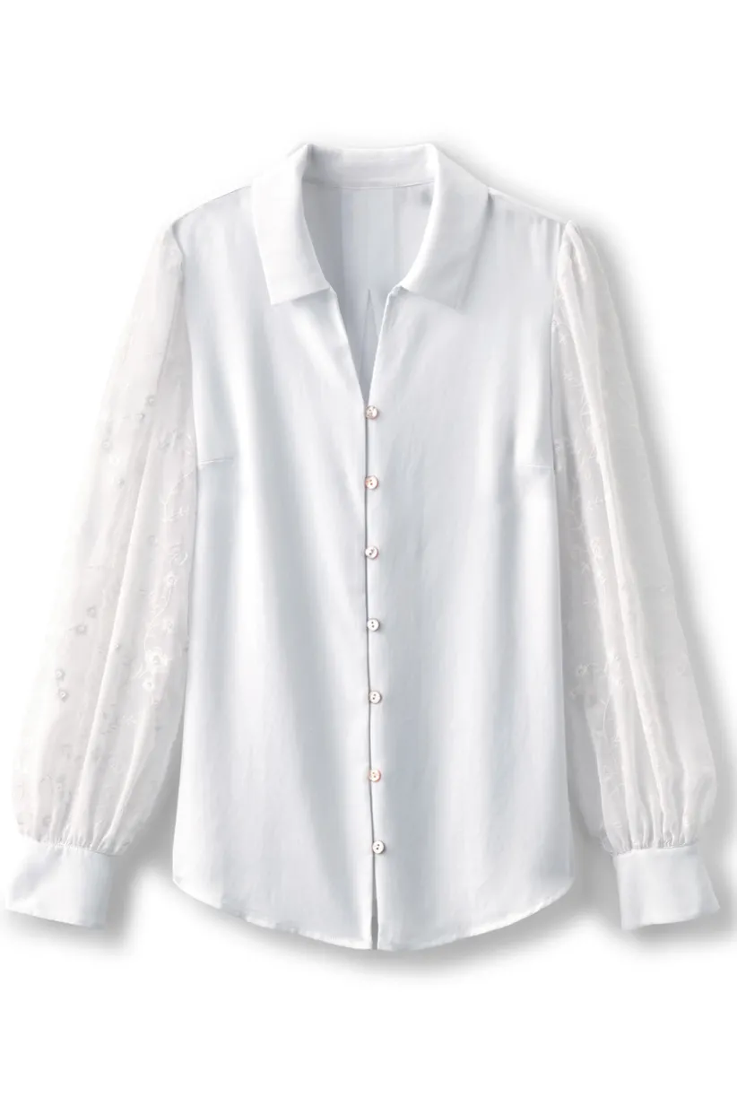 Calathea Embroidered Sleeve Shirt<Soft Surroundings Online