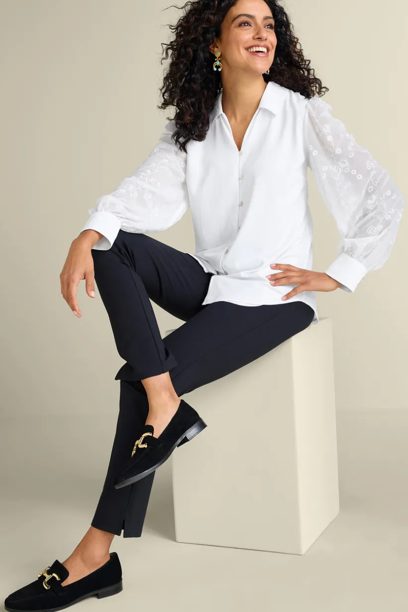 Calathea Embroidered Sleeve Shirt<Soft Surroundings Online