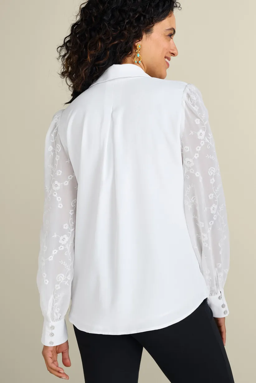 Calathea Embroidered Sleeve Shirt<Soft Surroundings Online