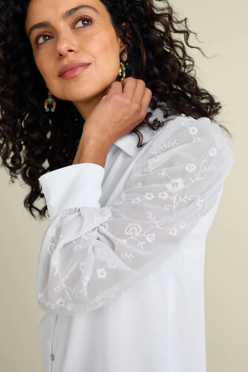 Calathea Embroidered Sleeve Shirt<Soft Surroundings Online