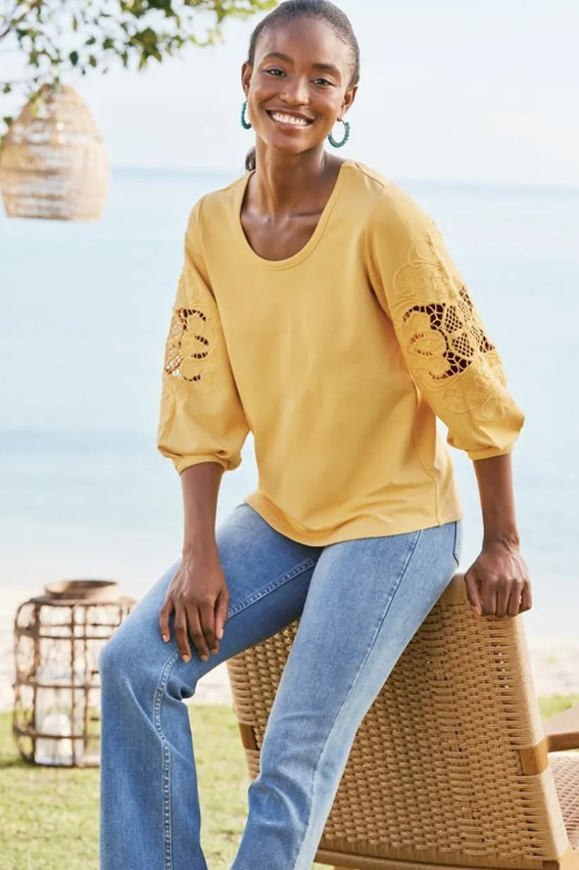 Charmaine Embroidered French Terry Top<Soft Surroundings New