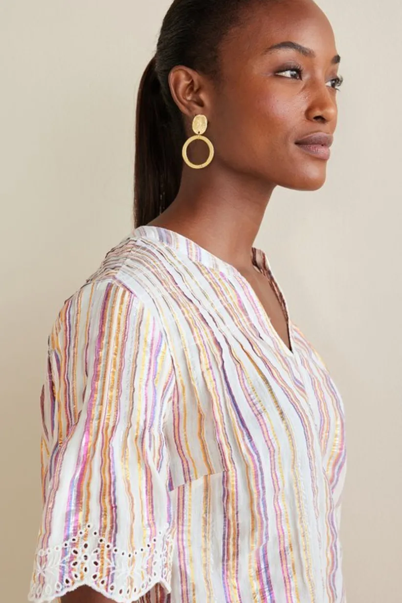 Ciel Metallic Stripe Eyelet Top<Soft Surroundings Outlet