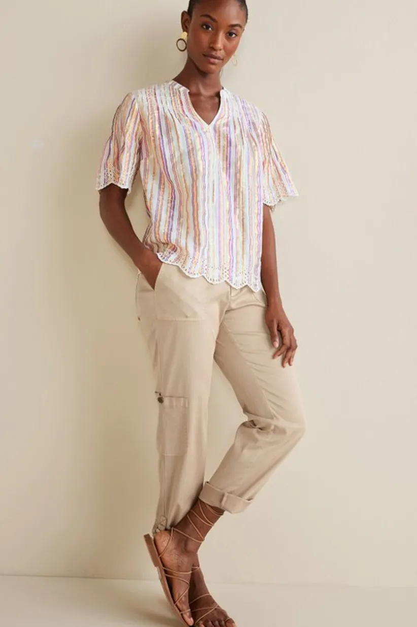 Ciel Metallic Stripe Eyelet Top<Soft Surroundings Outlet