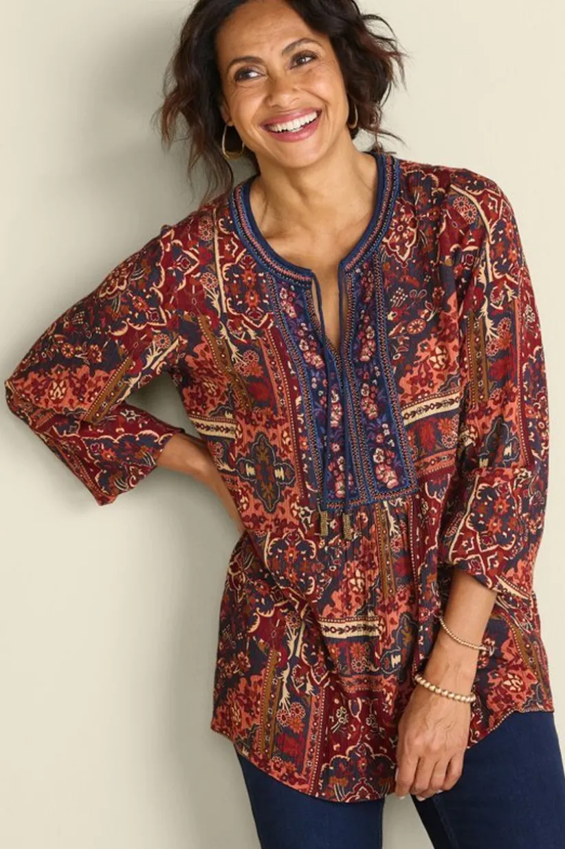 Cindra Embroidered Gauze Tunic<Soft Surroundings Fashion