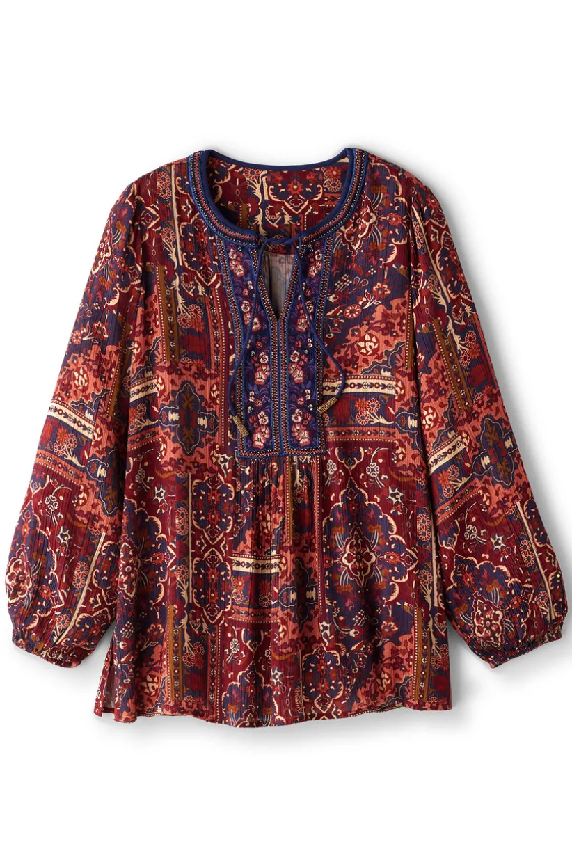 Cindra Embroidered Gauze Tunic<Soft Surroundings Fashion