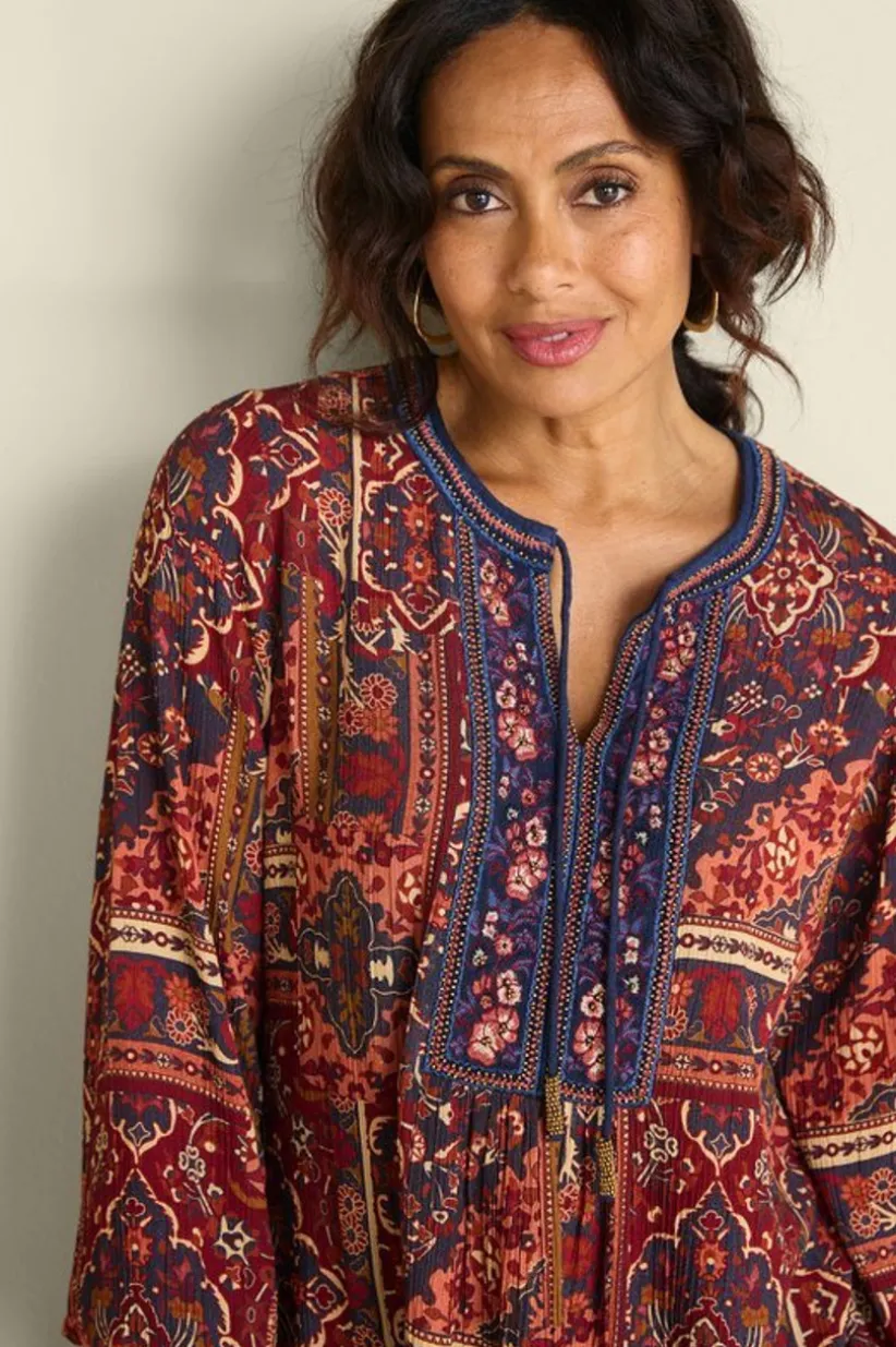 Cindra Embroidered Gauze Tunic<Soft Surroundings Fashion