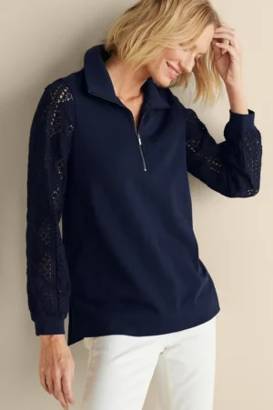 Crochet Sleeve French Terry Tunic<Soft Surroundings Hot