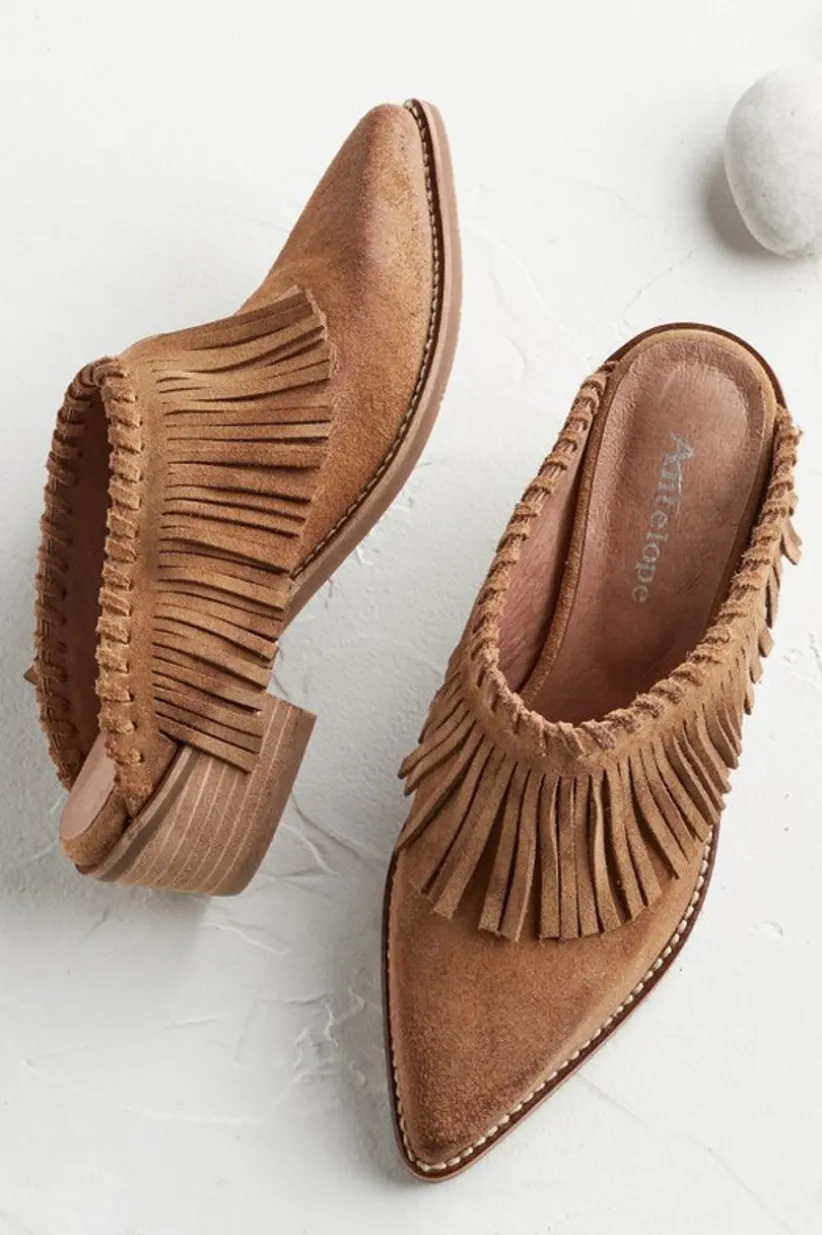 Dabney Fringe Suede Mules<Soft Surroundings New