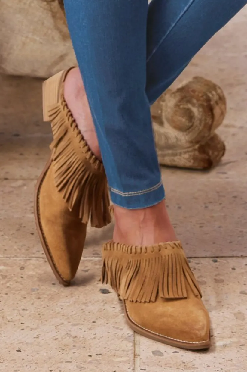 Dabney Fringe Suede Mules<Soft Surroundings New