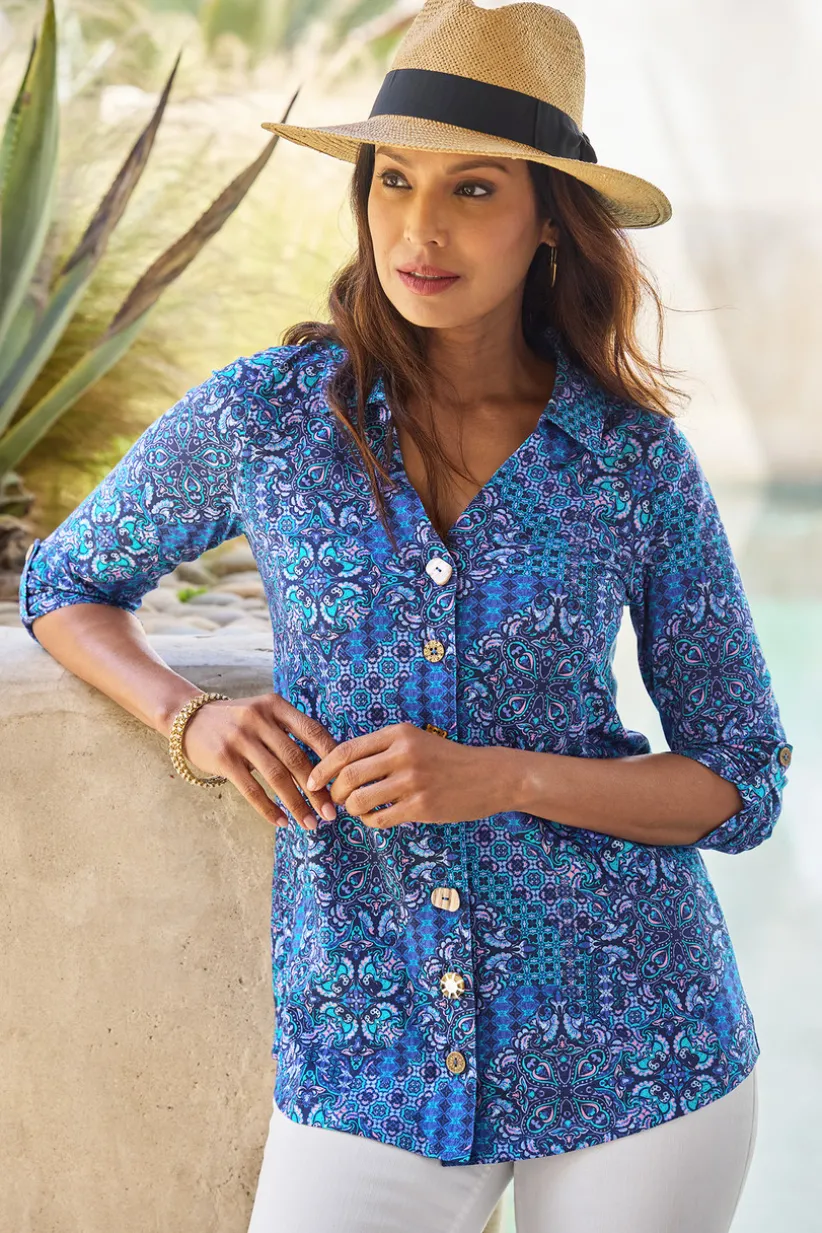 Danielle 3/4 Sleeve Tunic<Soft Surroundings Hot