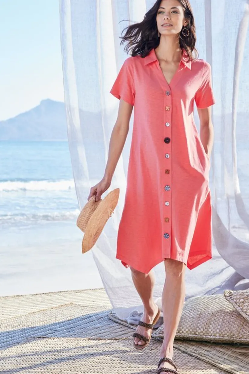 Danielle Button Dress<Soft Surroundings Clearance