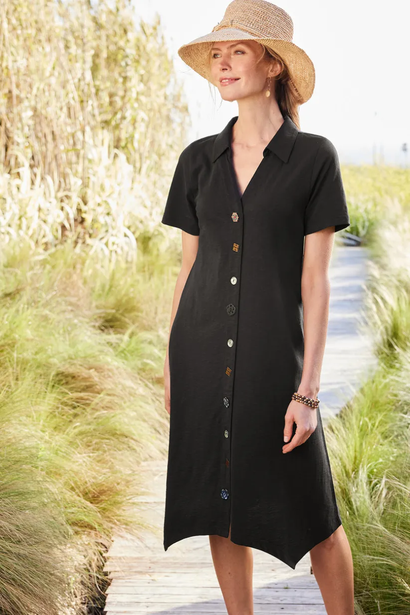 Danielle Button Dress<Soft Surroundings Clearance