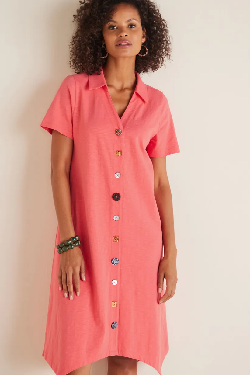 Danielle Button Dress<Soft Surroundings Clearance