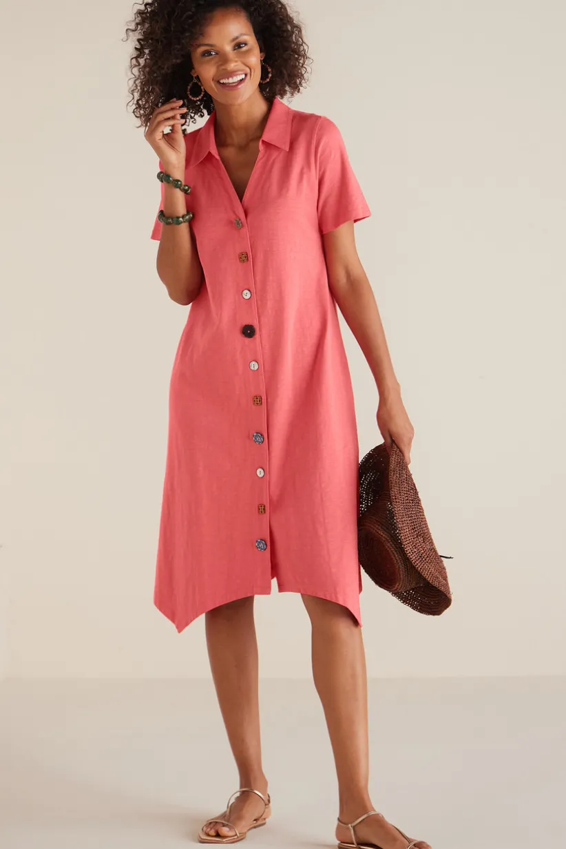 Danielle Button Dress<Soft Surroundings Clearance