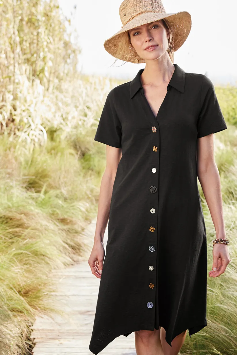 Danielle Button Dress<Soft Surroundings Clearance