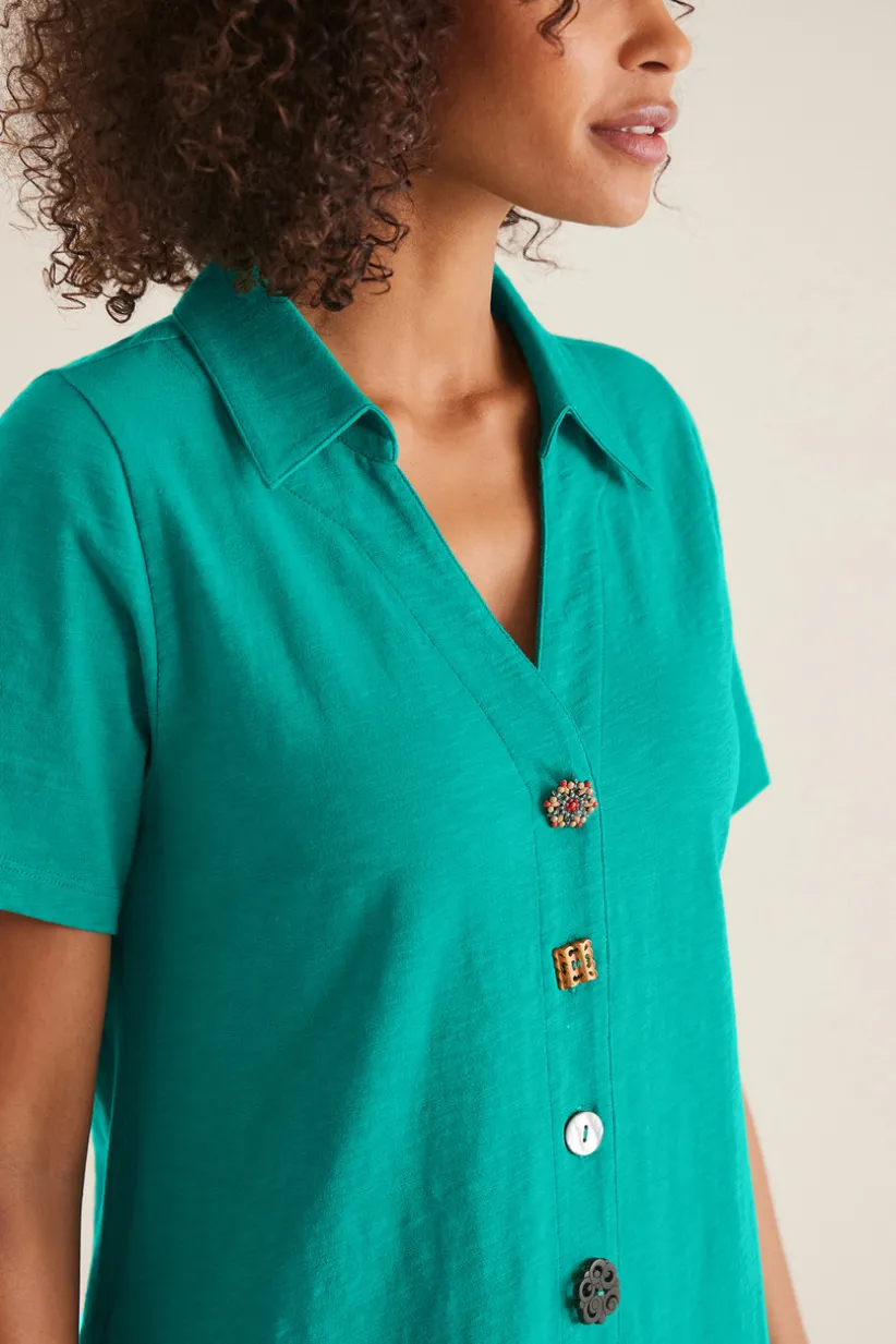 Danielle Button Dress<Soft Surroundings Clearance