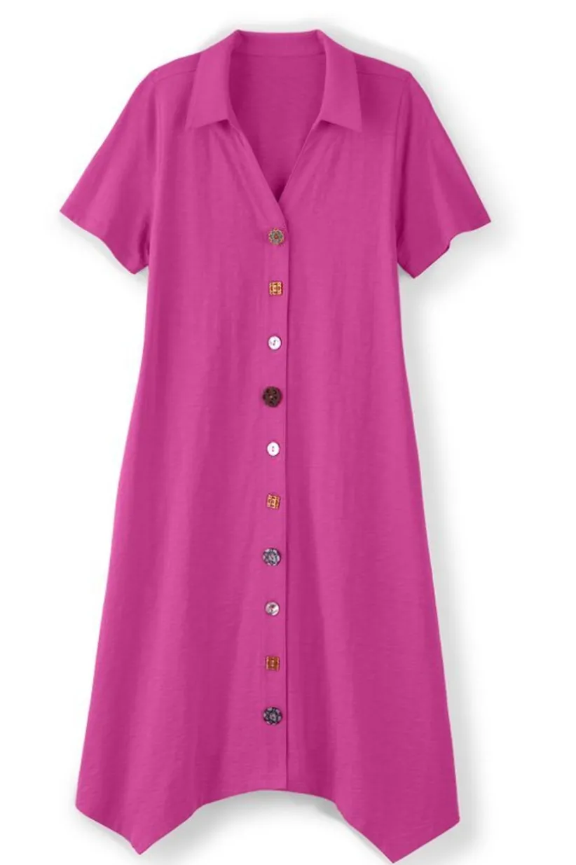 Danielle Button Dress<Soft Surroundings Clearance