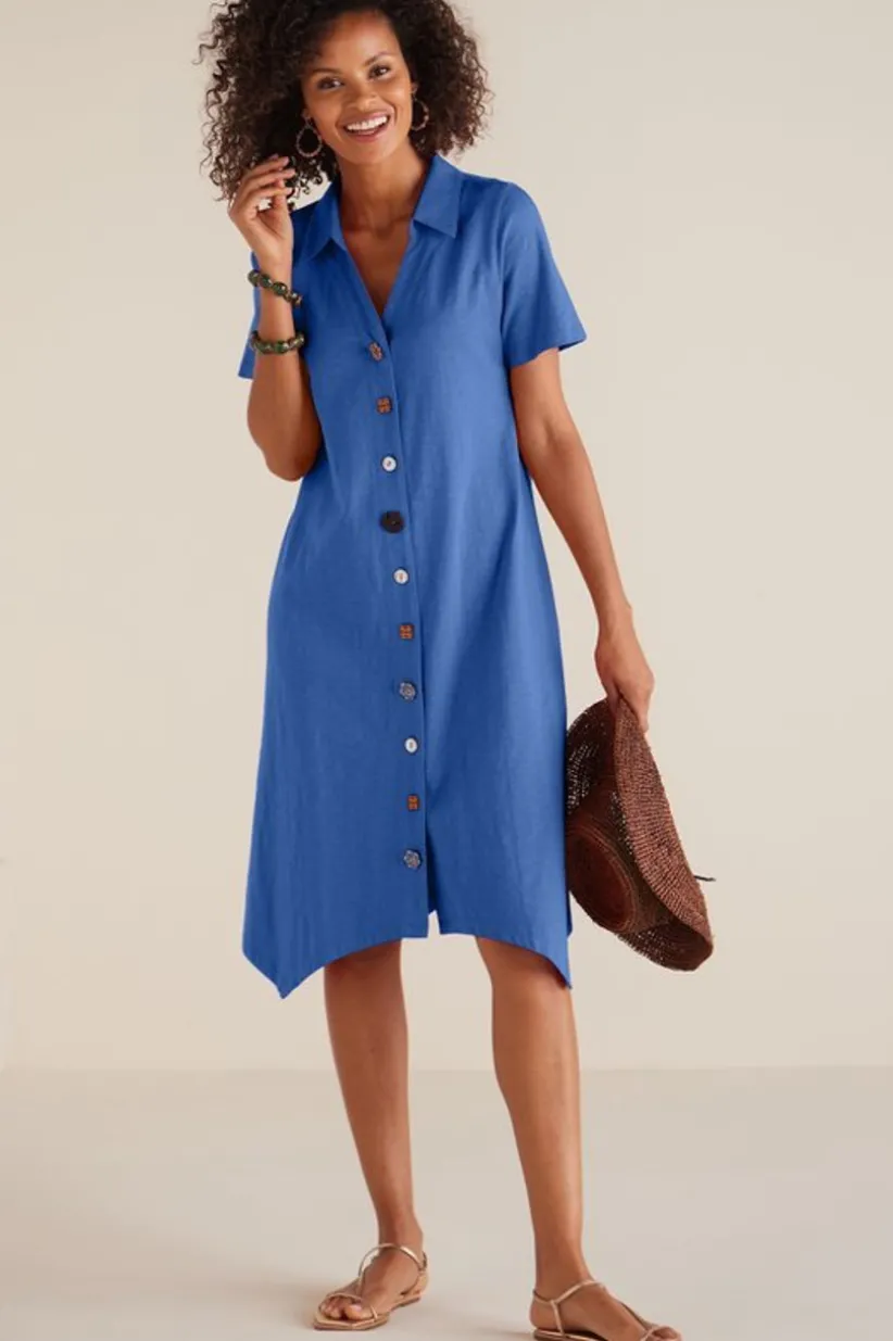 Danielle Button Dress<Soft Surroundings Clearance