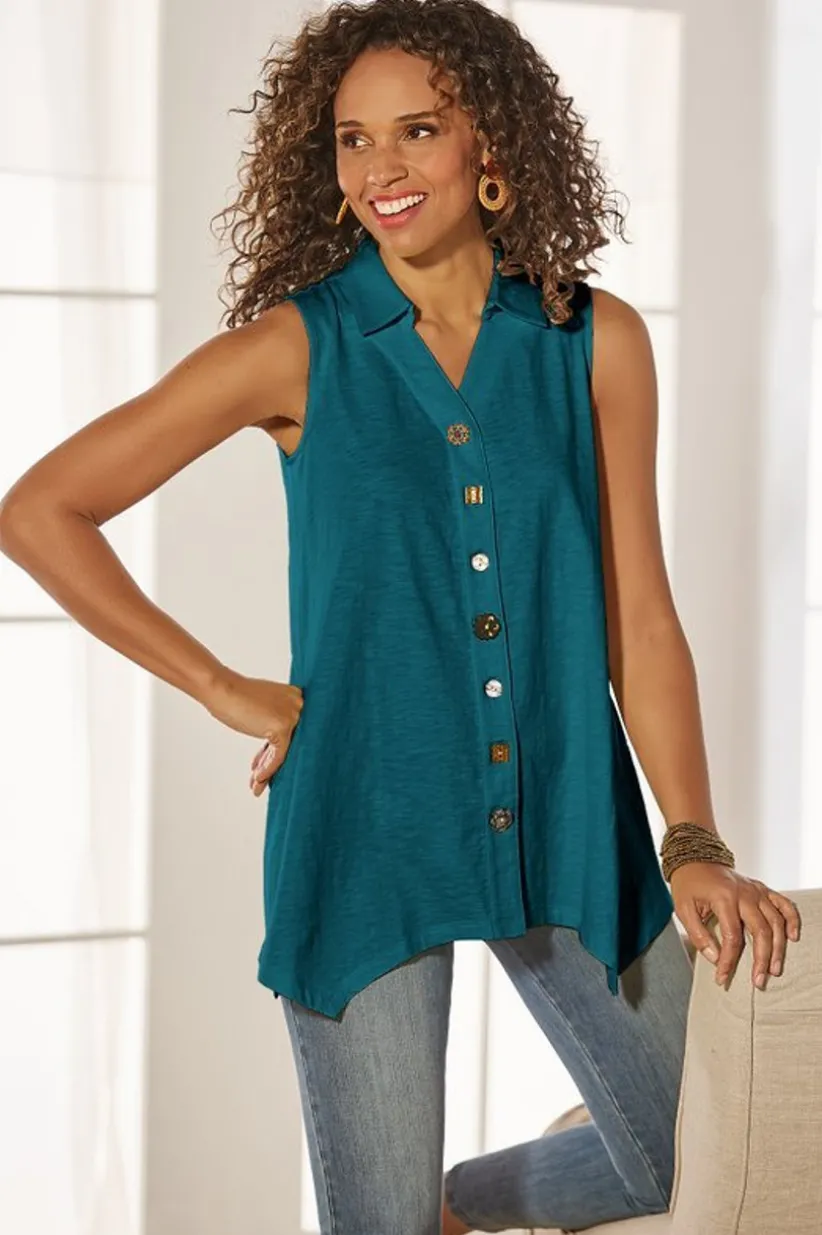 Danielle Button Tank<Soft Surroundings Outlet
