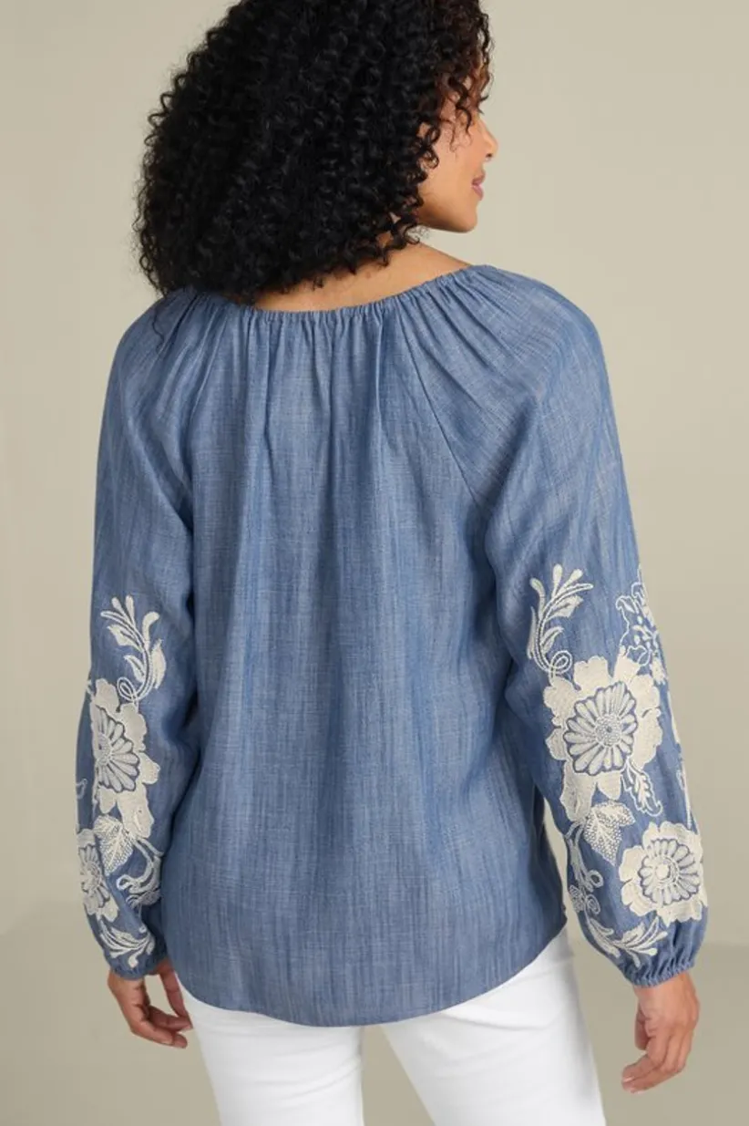 Diya Embroidered Tencel™ Peasant Top<Soft Surroundings Clearance