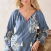 Diya Embroidered Tencel™ Peasant Top<Soft Surroundings Clearance