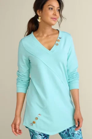 Dove French Terry Asymmetrical Tunic<Soft Surroundings Clearance