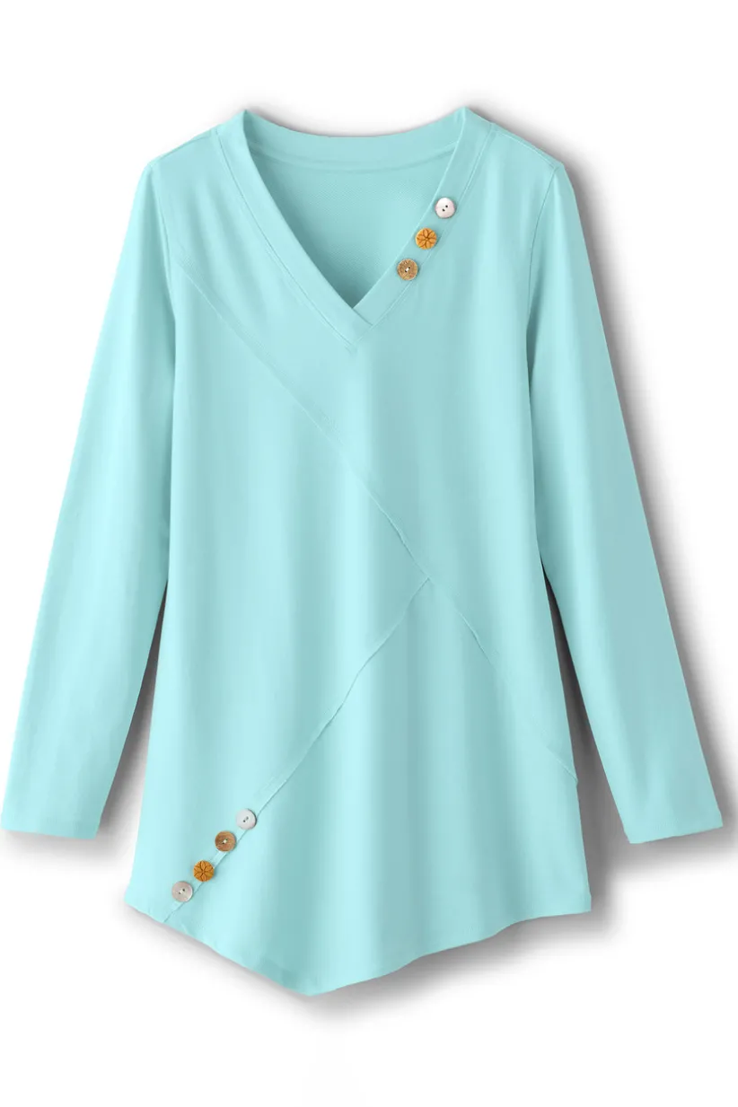 Dove French Terry Asymmetrical Tunic<Soft Surroundings Clearance
