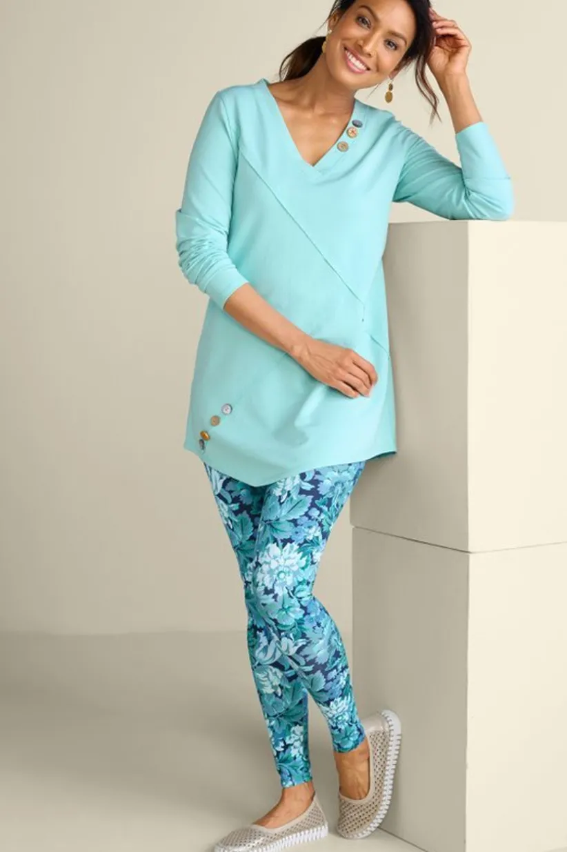 Dove French Terry Asymmetrical Tunic<Soft Surroundings Clearance