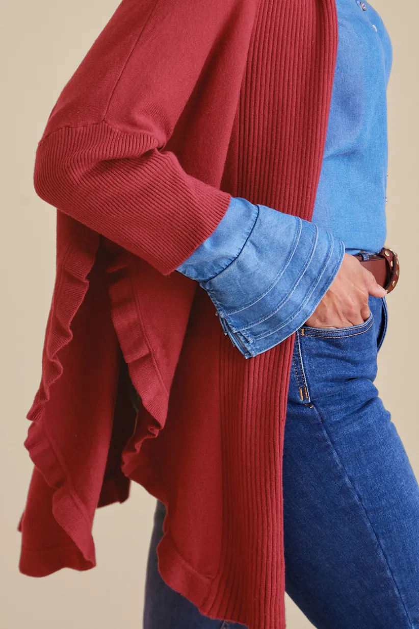 Draped Ruffle Cardigan<Soft Surroundings Outlet