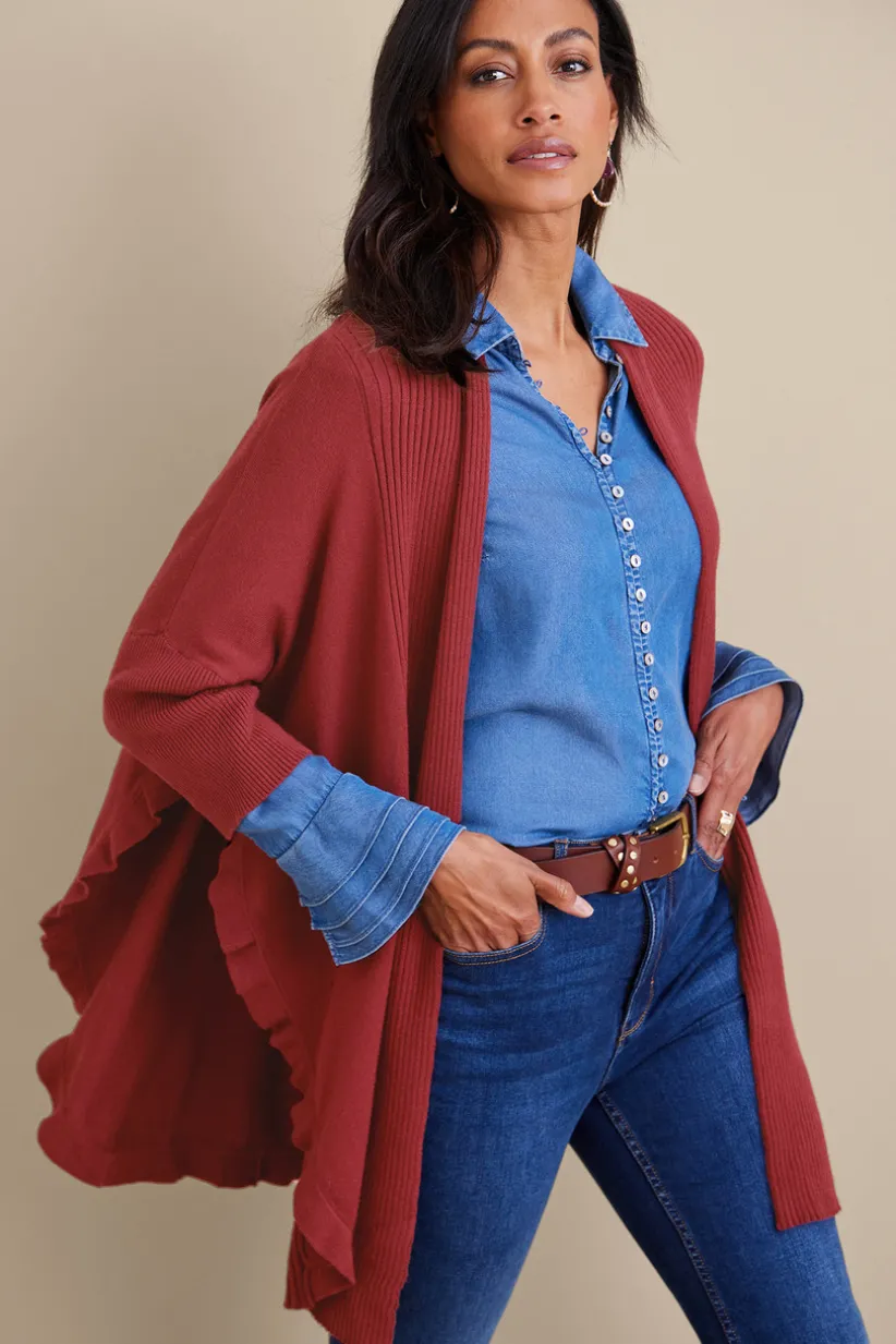 Draped Ruffle Cardigan<Soft Surroundings Outlet