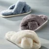 Dreama Faux Fur Cross Band Slippers<Soft Surroundings Best