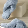 Dreama Faux Fur Cross Band Slippers<Soft Surroundings Best