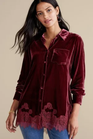 Eden Velvet and Lace Shirt<Soft Surroundings Fashion