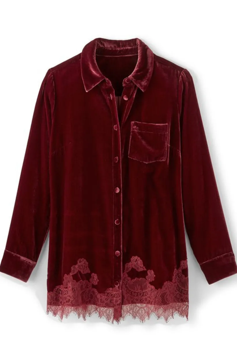 Eden Velvet and Lace Shirt<Soft Surroundings Fashion