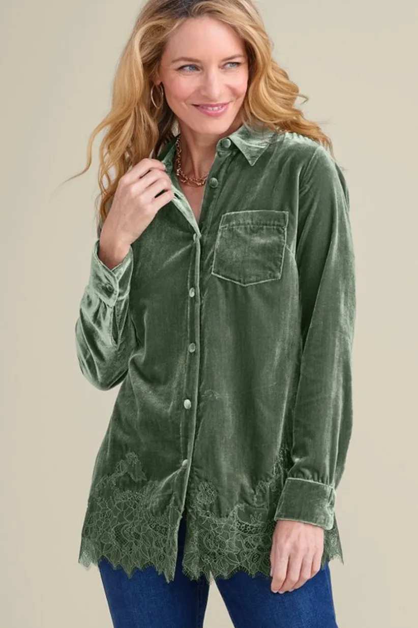 Eden Velvet and Lace Shirt<Soft Surroundings Fashion