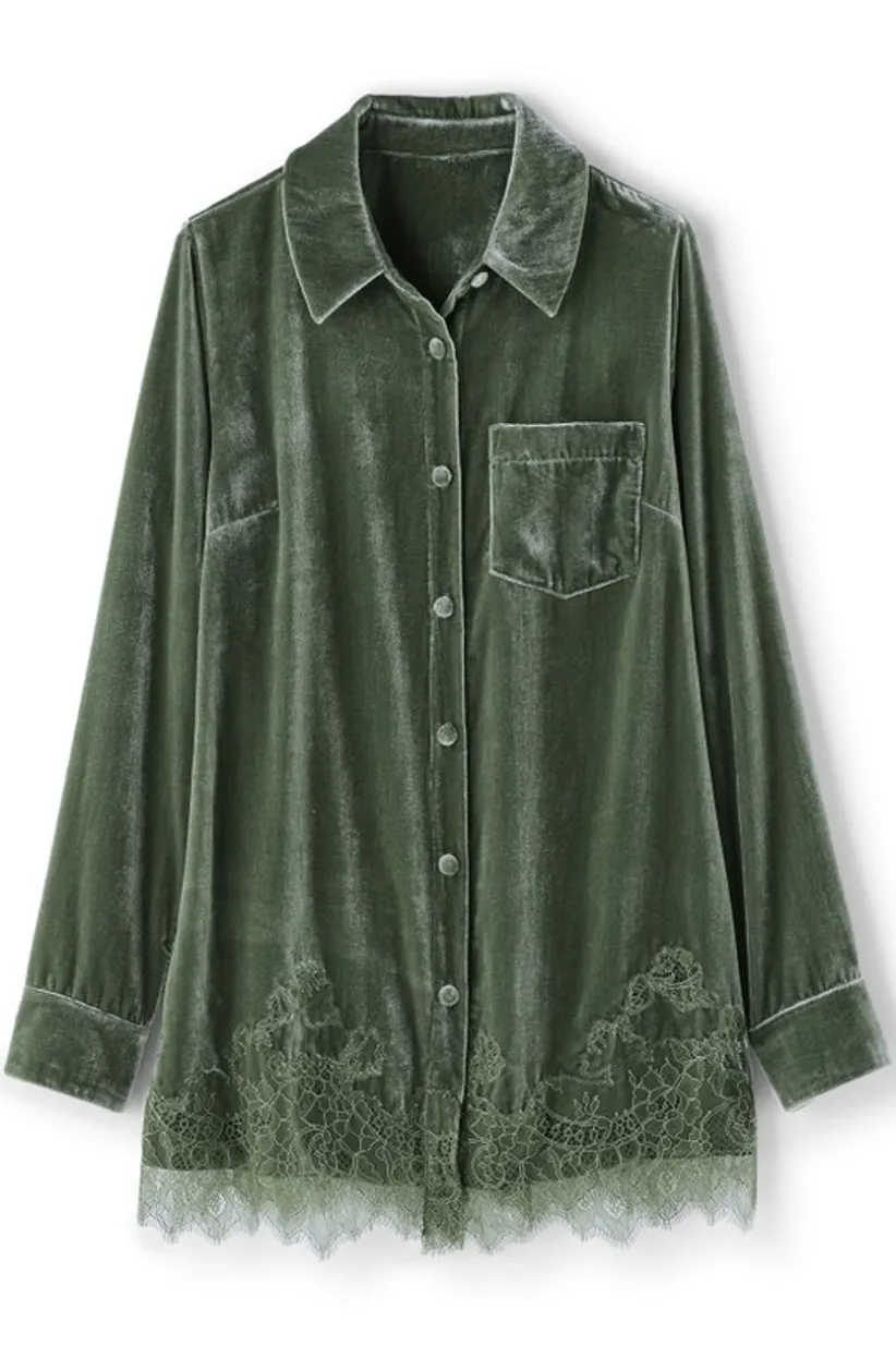 Eden Velvet and Lace Shirt<Soft Surroundings Fashion