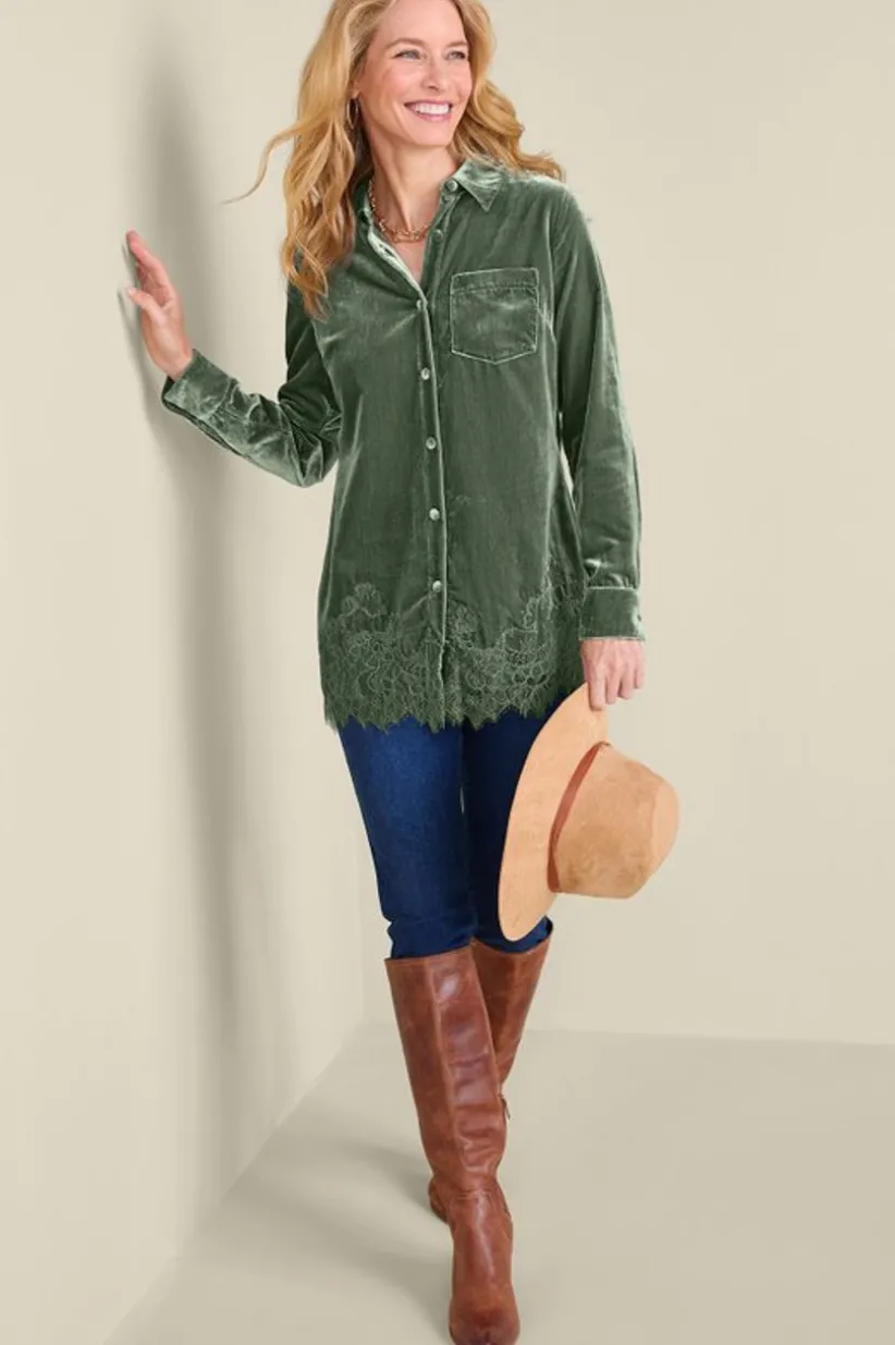 Eden Velvet and Lace Shirt<Soft Surroundings Fashion