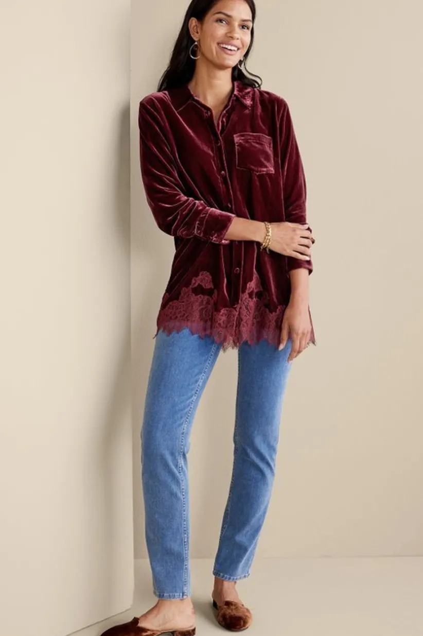 Eden Velvet and Lace Shirt<Soft Surroundings Fashion