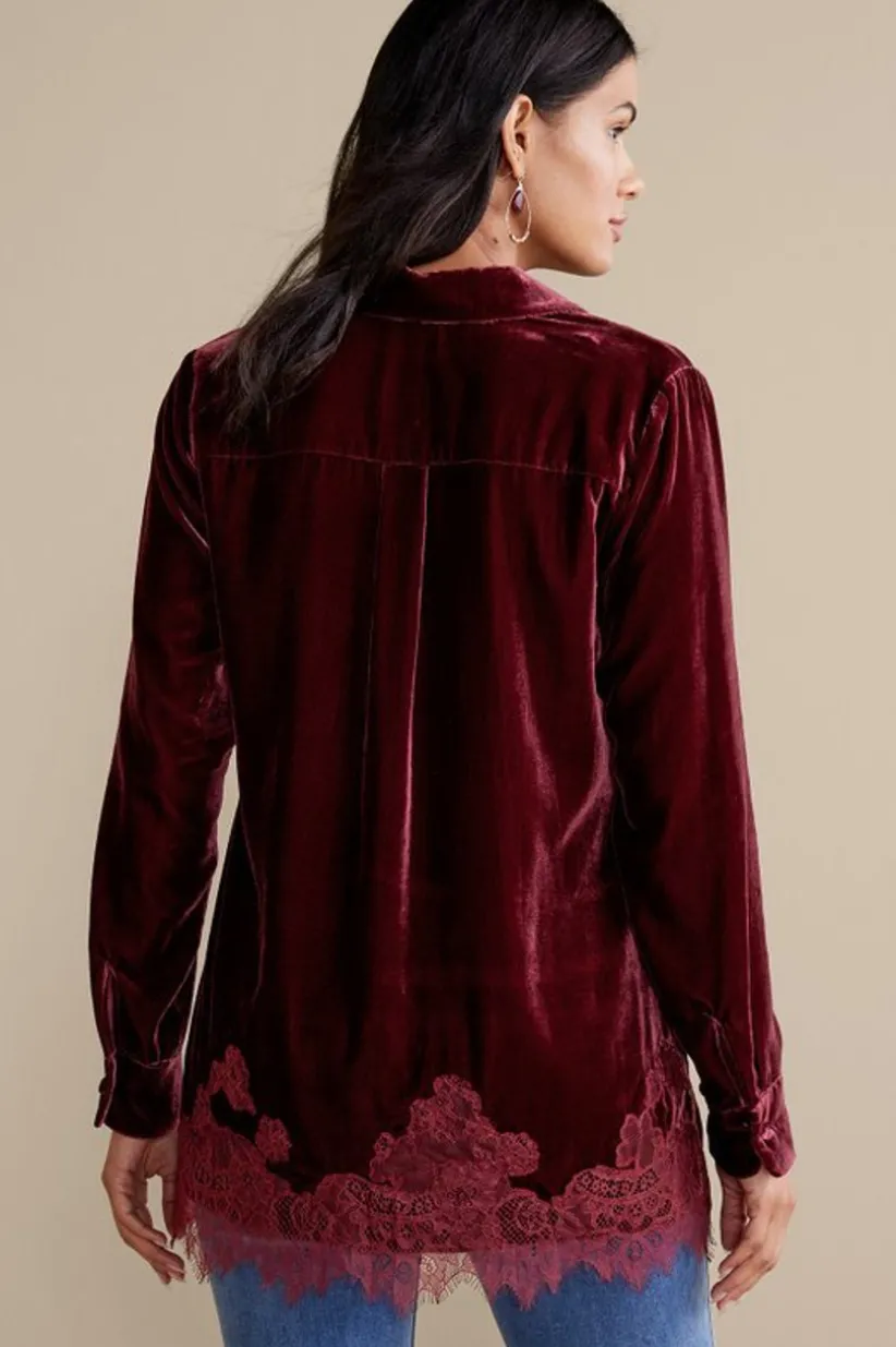 Eden Velvet and Lace Shirt<Soft Surroundings Fashion