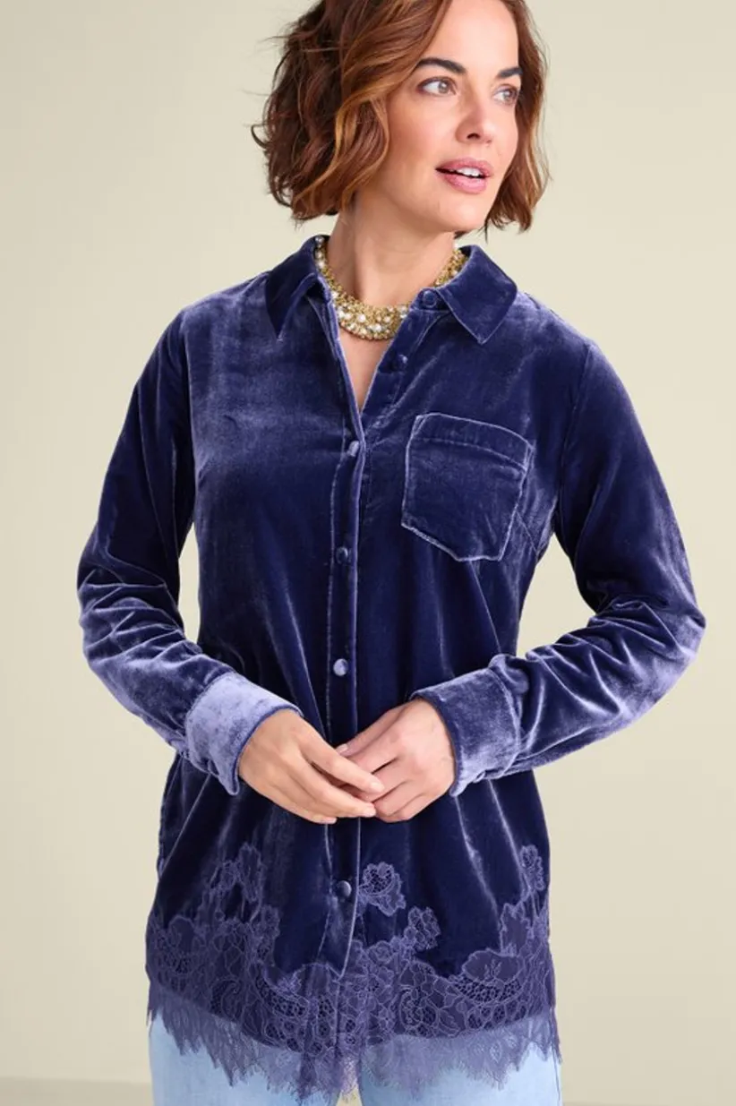 Eden Velvet and Lace Shirt<Soft Surroundings Fashion