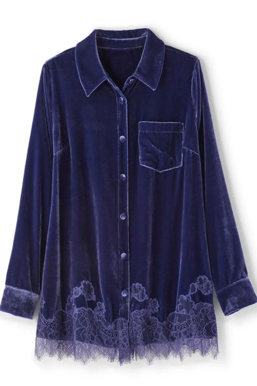 Eden Velvet and Lace Shirt<Soft Surroundings Fashion
