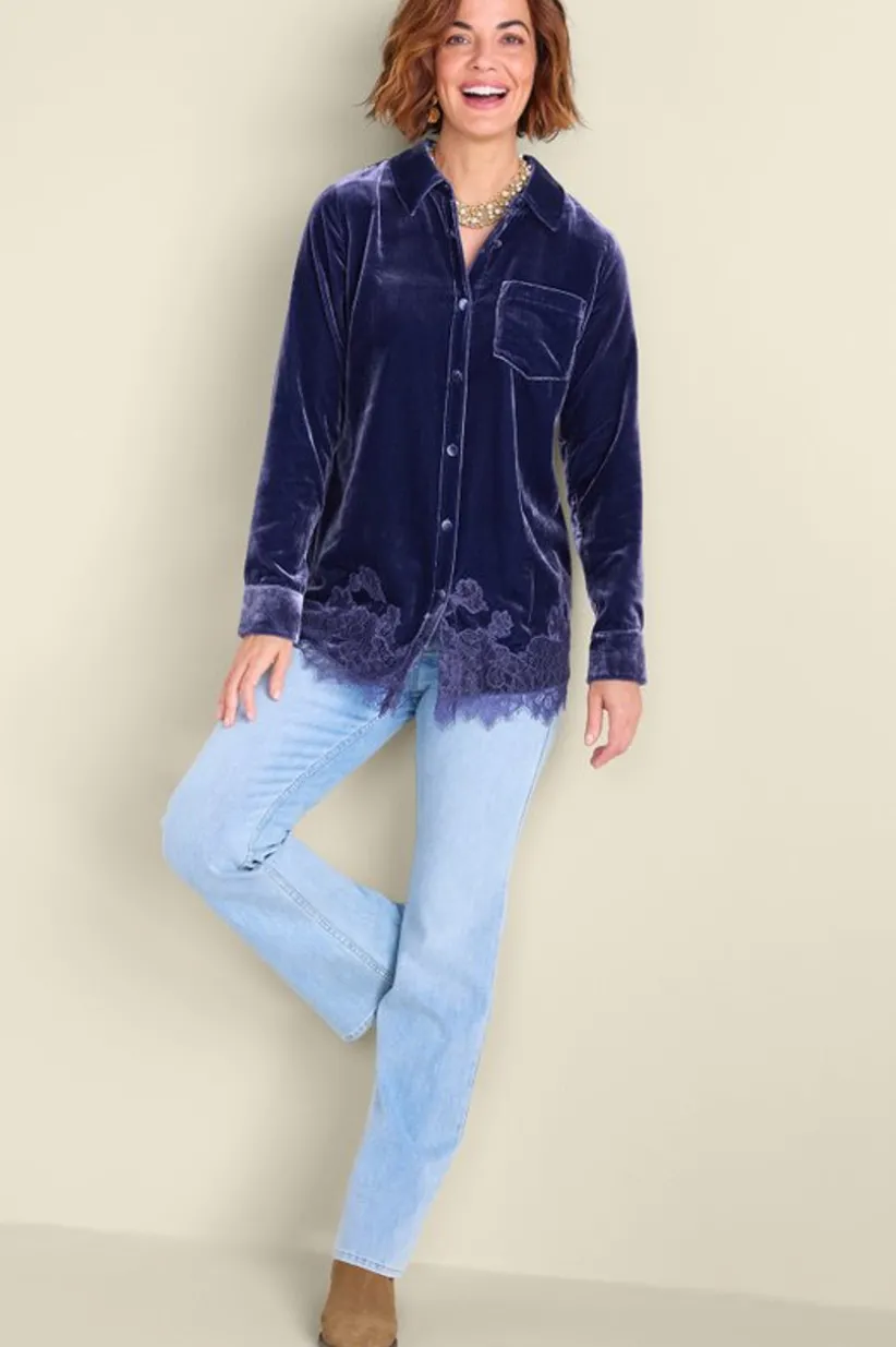 Eden Velvet and Lace Shirt<Soft Surroundings Fashion